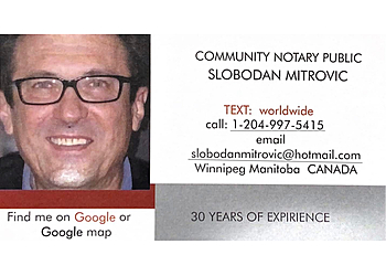 Winnipeg Notaire Community Notary Public & Settlement advisor Slobodan Mitrovic