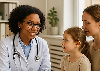 Dr. Anjali Kamra Dr. Anjali Kamra - Coquitlam, BC Pediatricians - Doctor With Patient Image