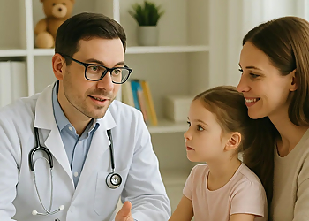 Dr. François Raymond Dr. François Raymond - Longueuil, QC Pediatricians - Doctor With Patient Image