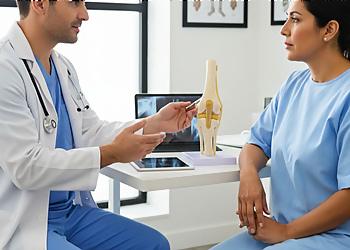 Dr. Raubenheimer Denkema - Grande Prairie, AB Orthopedics - Doctor With Patient Image