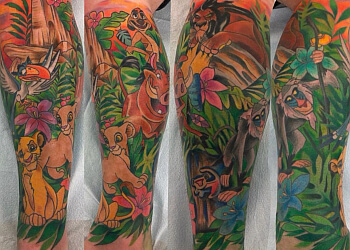 jungle themed leg sleeve tattoo done by zach Brunner  Leg sleeve tattoo Sleeve  tattoos Tattoos