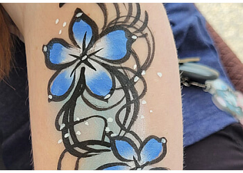 Red Deer face painting Main Artery Designs