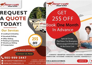 Brampton moving company Raptor Movers